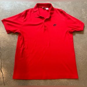 Vintage 80s/90s Nike Spellout Swoosh Polo Golf Shirt Red Gray Tag Mens Medium